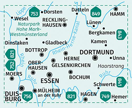 823 Ruhrgebiet 1:35.000 - Kompass Wanderkarte