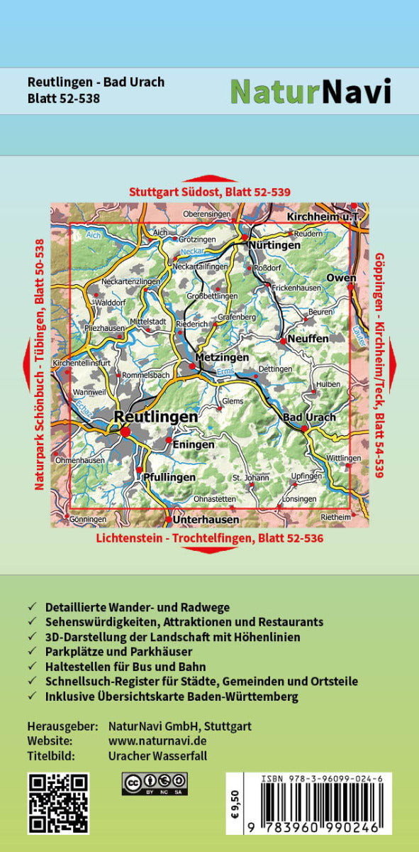 Reutlingen - Bad Urach - 1:25.000 NaturNavi Wanderkarte