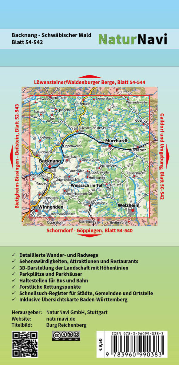 Backnang - Schwäbischer Wald - 1:25.000 NaturNavi Wanderkarte