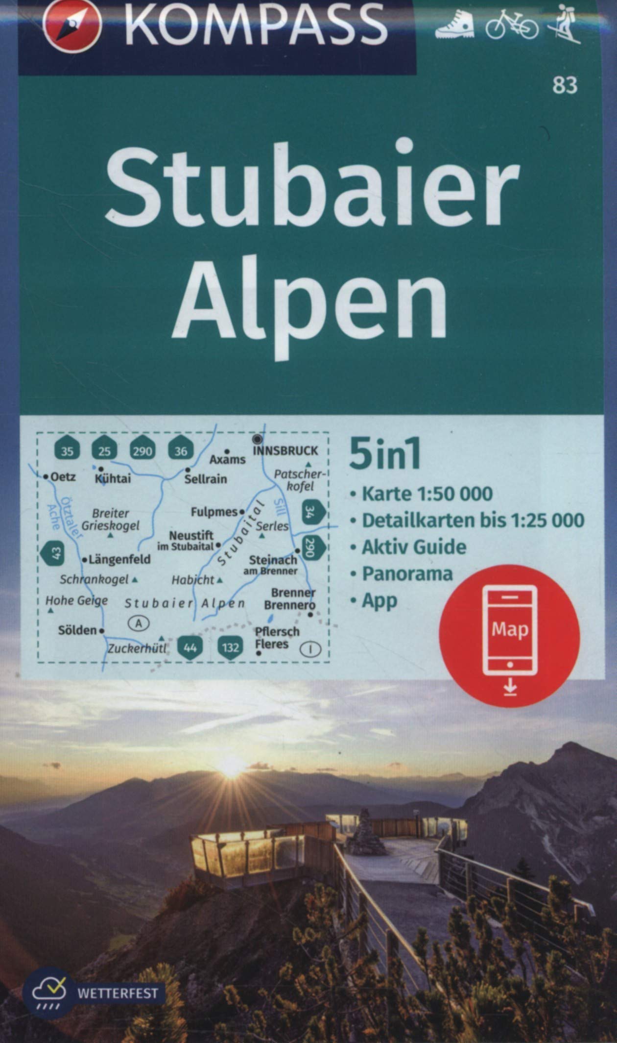 83 Stubaier Alpen 1:50.000 - Kompass Wanderkarte