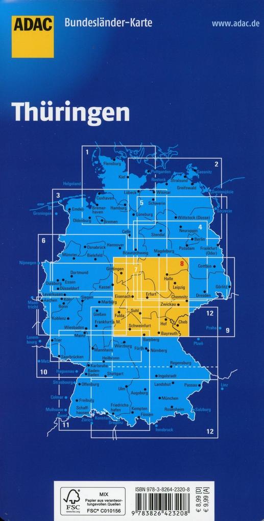 Thüringen 1:250.000 - ADAC Bundesländerkarte