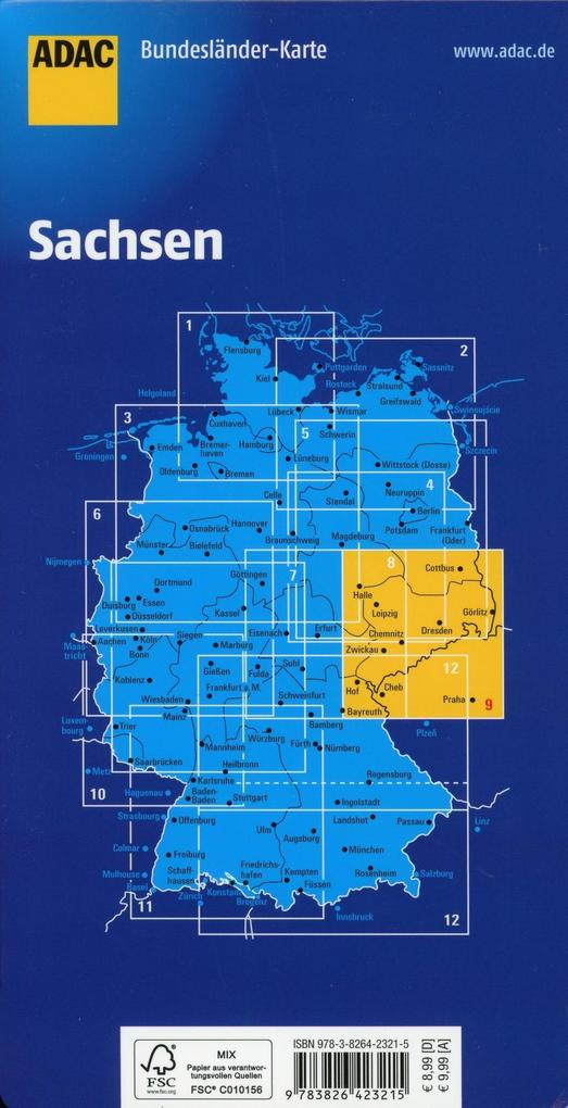 Sachsen 1:250.000 - ADAC Bundesländerkarte