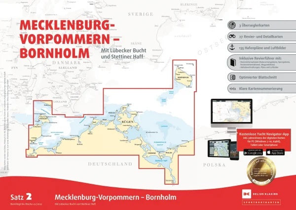Sportbootkarten Satz 2: Mecklenburg-Vorpommern - Bornholm (Ausgabe 2022)