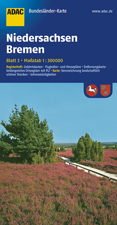 Niedersachsen und Bremen 1:300.000 - ADAC Bundesländerkarte