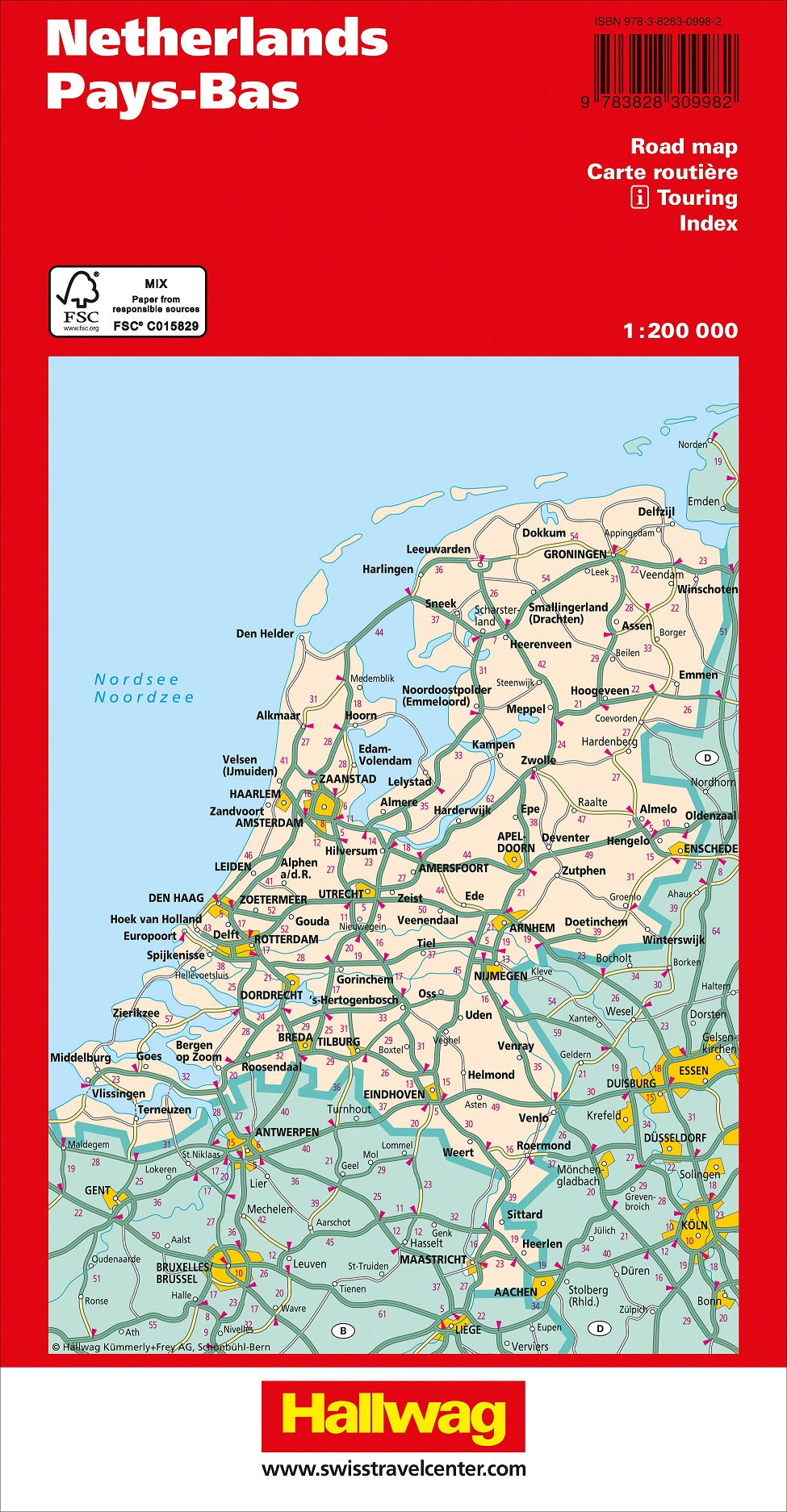 Niederlande Strassenkarte 1:200.000 - Hallwag Karten