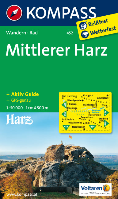 452 Mittlerer Harz - Kompass Wanderkarte