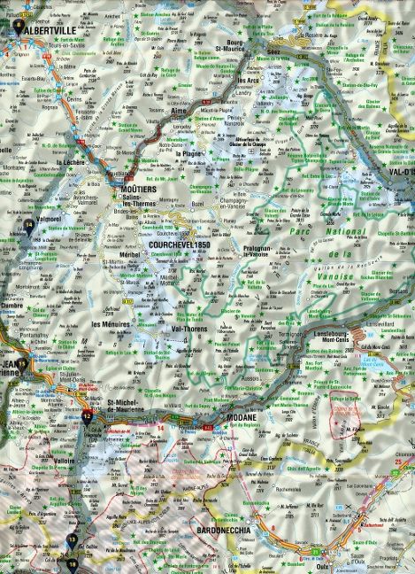 Route des Grandes Alpes 1:250.000 - Spezialkarte FolyMaps