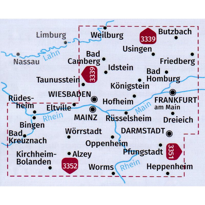 3348 Frankfurt a.M., Mainz, Rheinhessen 1:70.000 - KOMPASS Fahrradkarte