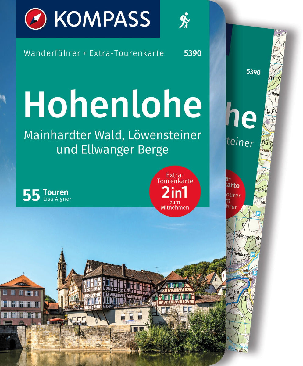 5390 Hohenlohe, Mainhardter Wald, Löwensteiner und Ellwanger Berge mit 55 Touren - KOMPASS Wanderführer