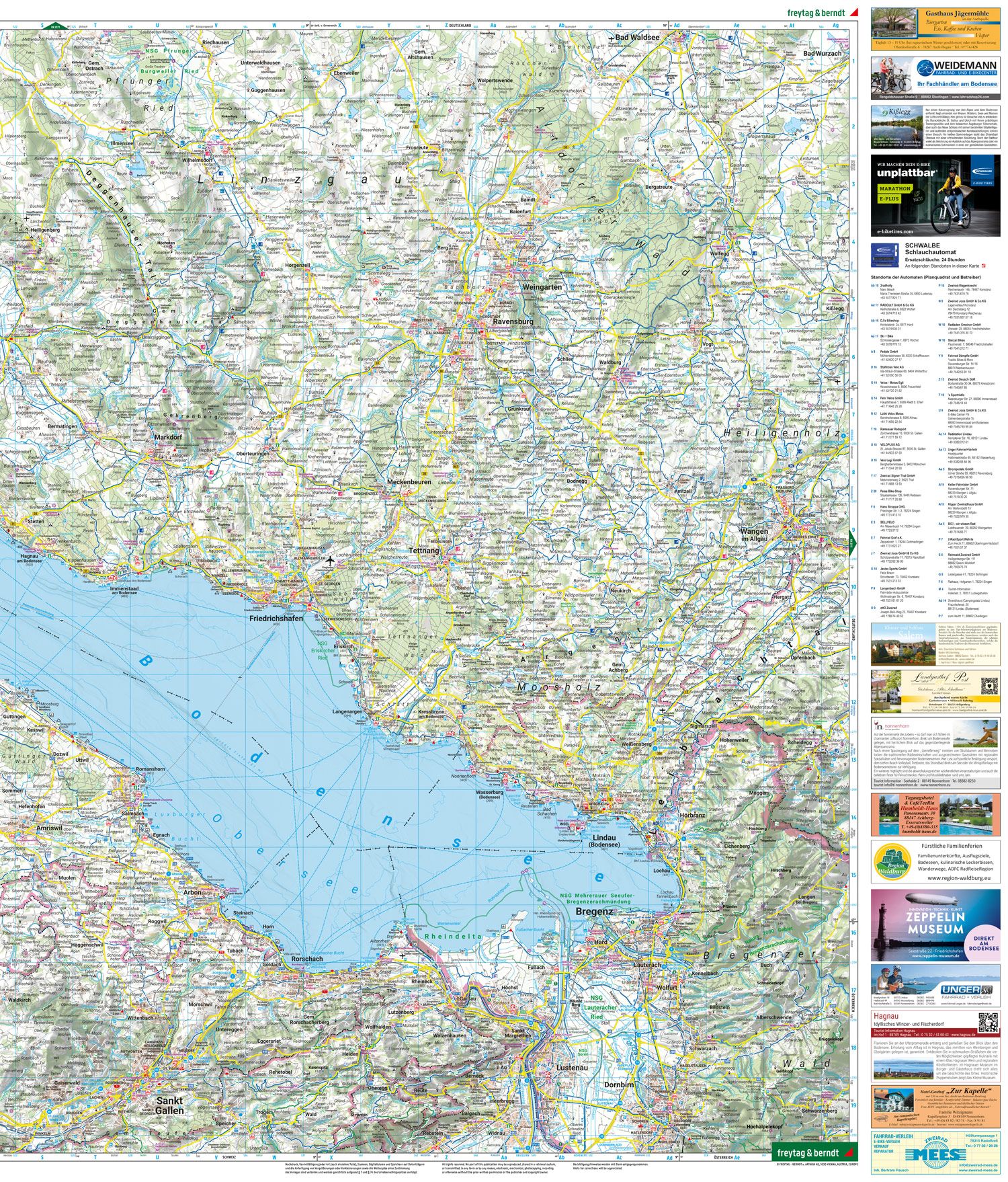 Bodensee und Umgebung-1:75.000-Fahrradkarte - Freytag&Bendt