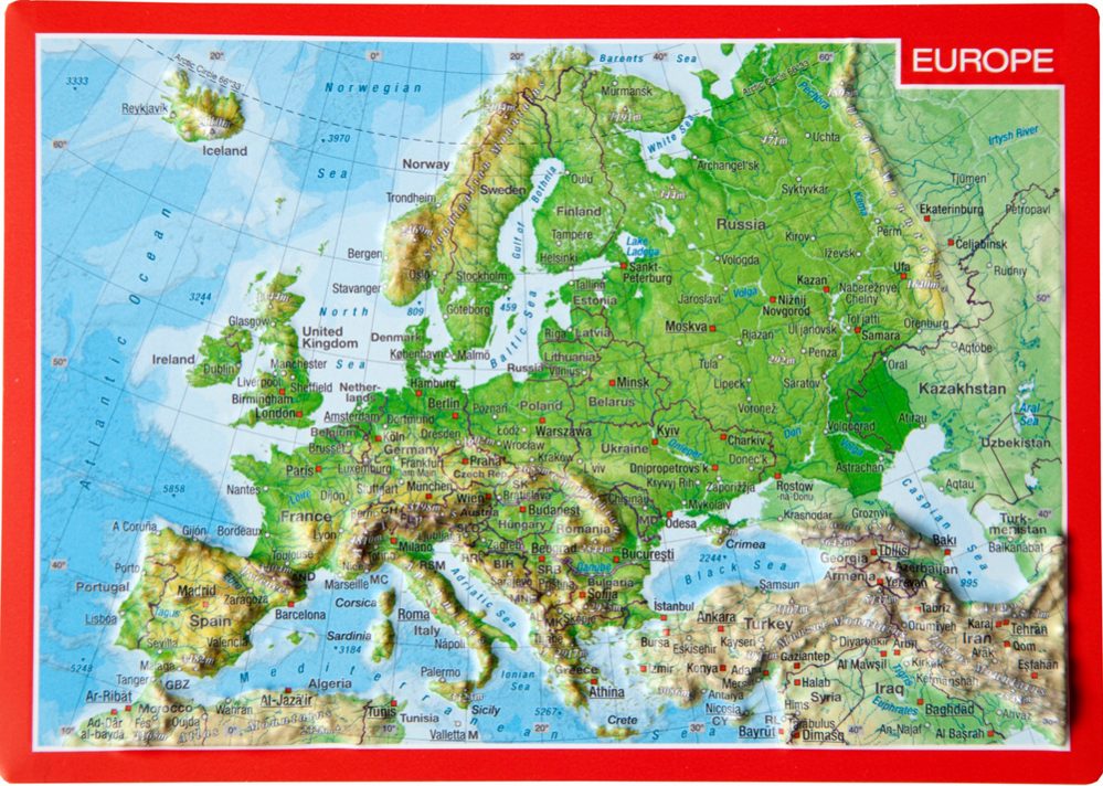 Reliefpostkarten - Welt & Kontinente