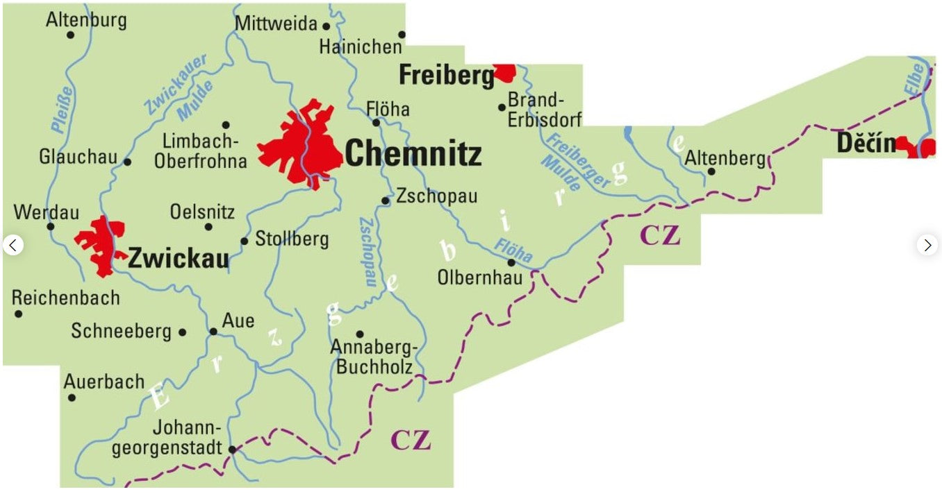 Erzgebirge / Chemnitz / Zwickau ADFC - Regionalkarte