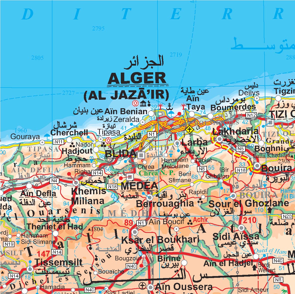 Algerien Geographical Map 1:2,5 Mio.