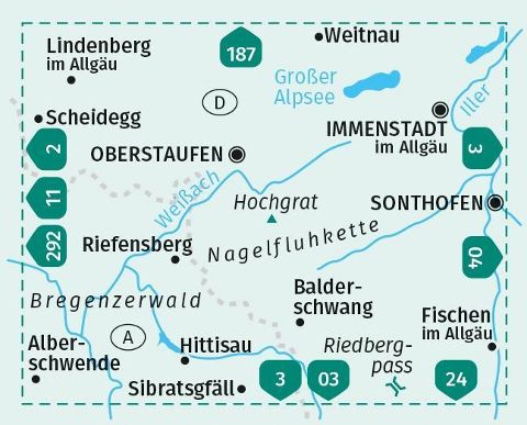 02 Oberstaufen, Immenstadt im Allgäu - Kompass Wanderkarte