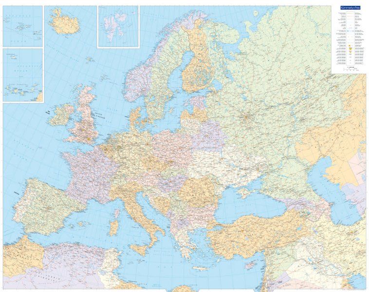 Europa politisch 1: 4,5 Mio. (E112) - Kümmerly & Frey Wandkarte