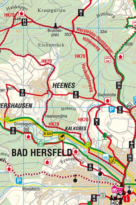 Bad Hersfeld 1:33.000 - Stadtplan mit Rad- und Wanderkarte