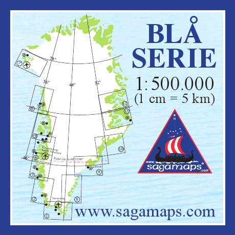 Grönland 1:500.000 Sagamaps Küstenkarten BLÅ-Serie