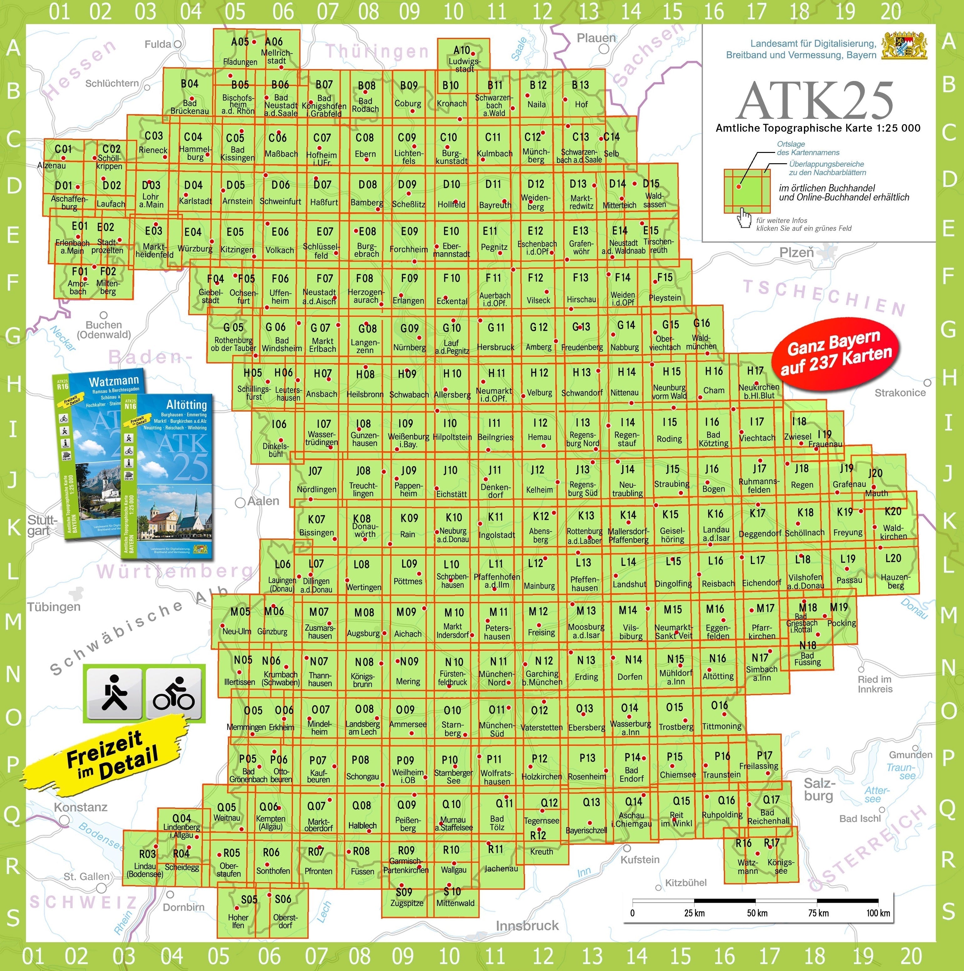 ATK25 - Rad- und Wanderkarte Bayern Süd (O-S) - 1:25.000 Topograhische Karte