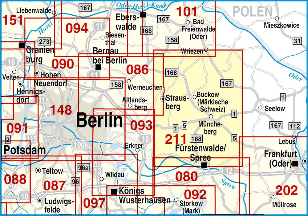 211 Naturpark Märkische Schweiz, Buckow, Müncheberg, Waldsieversdorf und Umgebung 1:50.000