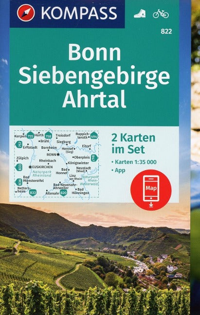 822 Bonn, Siebengebirge, Ahrtal 1:35.000 - Kompass Wanderkarte