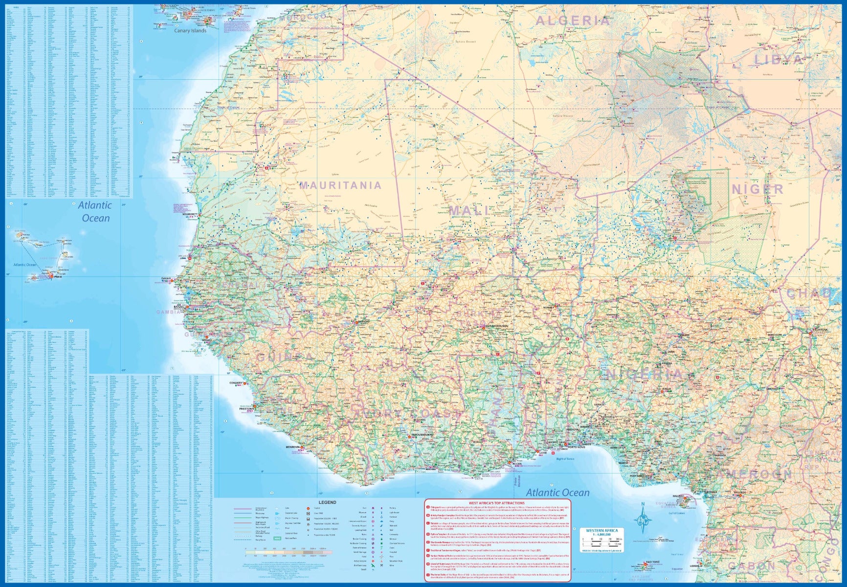 Burkina Faso & Westafrika 1:950.000 / 1:4.8 Mio. ITM Straßenkarte
