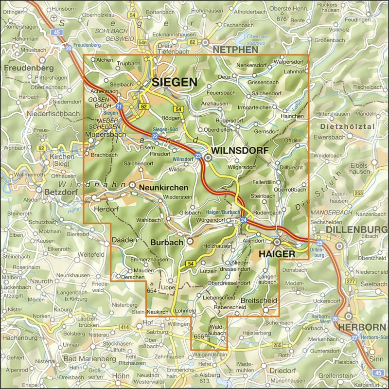 Südliches Siegerland 1:25.000 - Wanderkarte