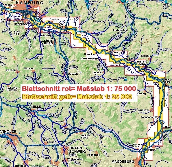 TourenAtlas TA8 - Elbe-2, Rad- und Wasserwanderatlas Magdeburg bis Hamburg (Wedel)