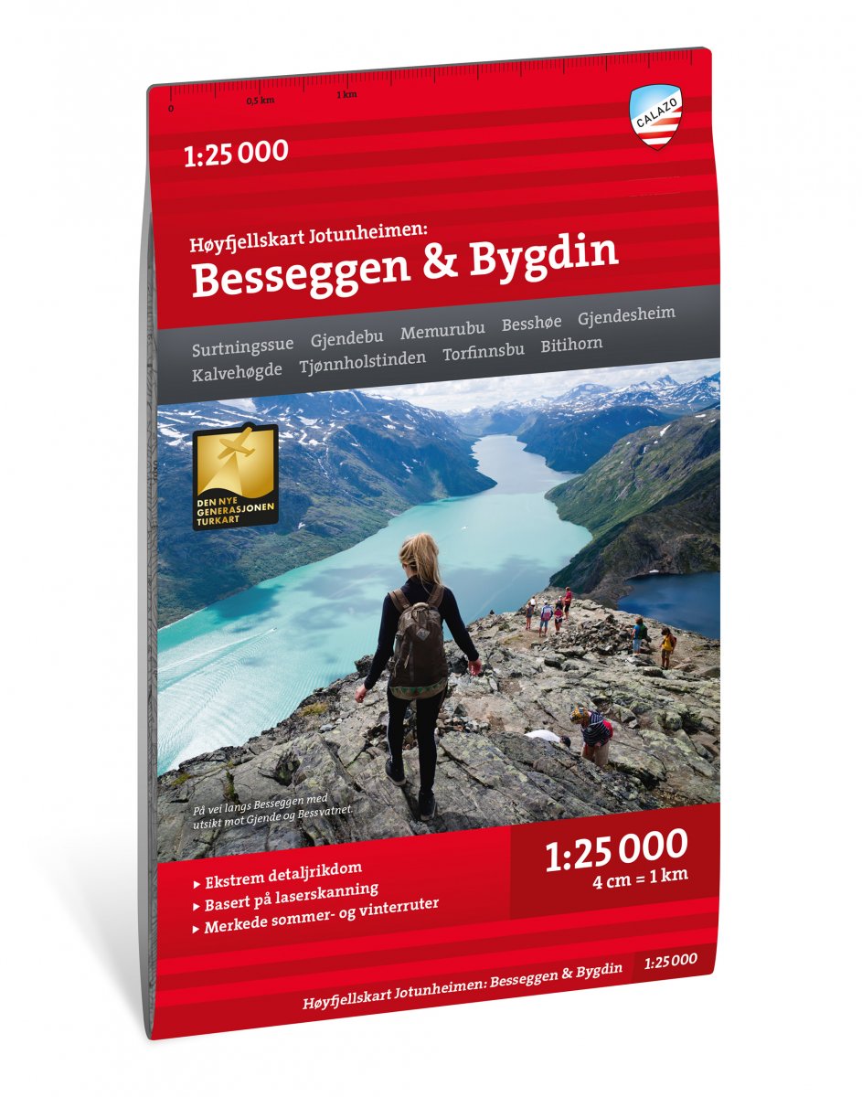 Jotunheimen: Besseggen & Bygdin 1:25 000 - Calazo Wanderkarte
