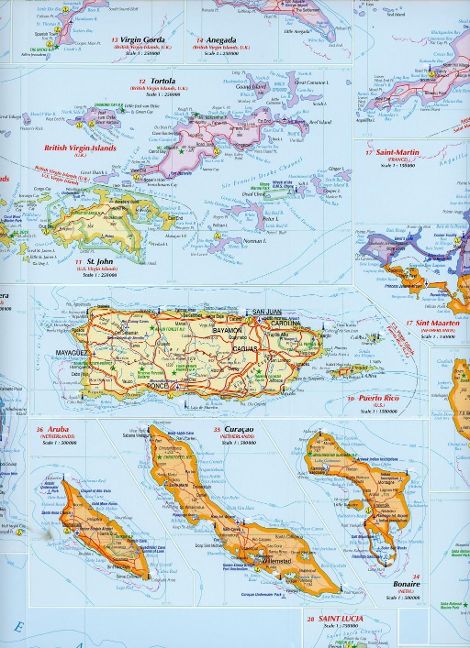 Karibik mit Kreuzfahrthäfen - 1:4.000.000