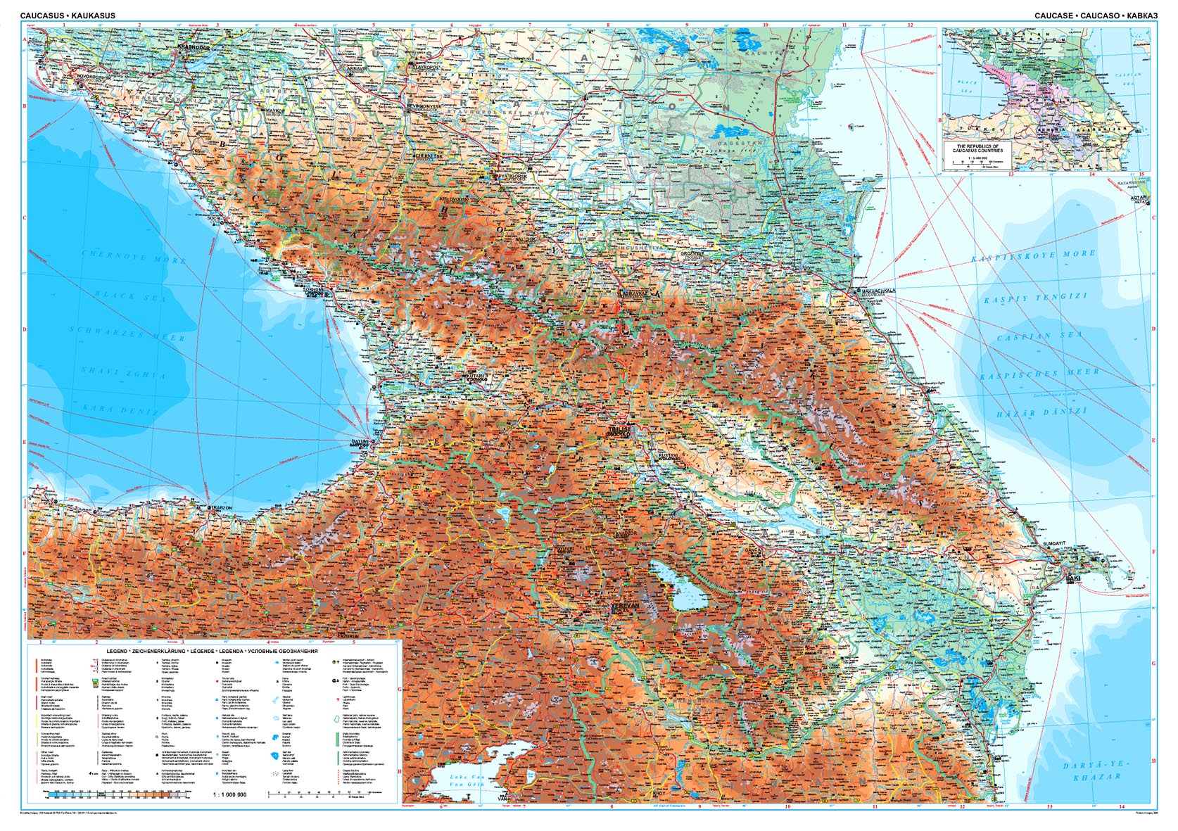 Kaukasus Geographical Map 1:1 Mio.