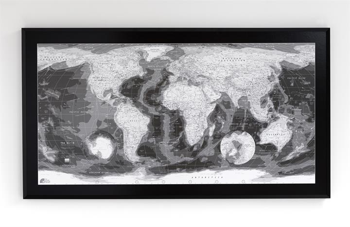 W63 Classic World Map Monochrome - The Future Mapping Company