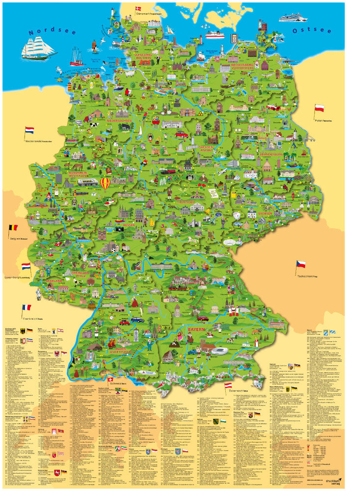 Illustrierte Deutschlandkarte für Kinder