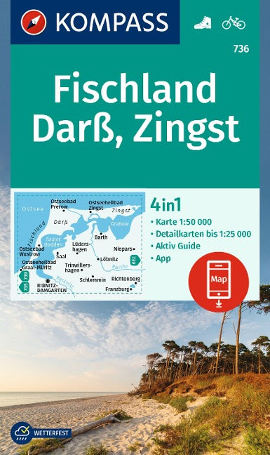 736 Darß-Zingst-Fischland - Kompass Wanderkarte