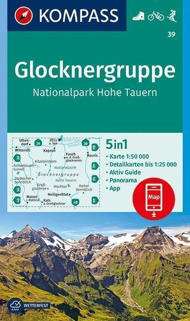 39 Glocknergruppe - Nationalpark Hohe Tauern - Kompass Wanderkarte