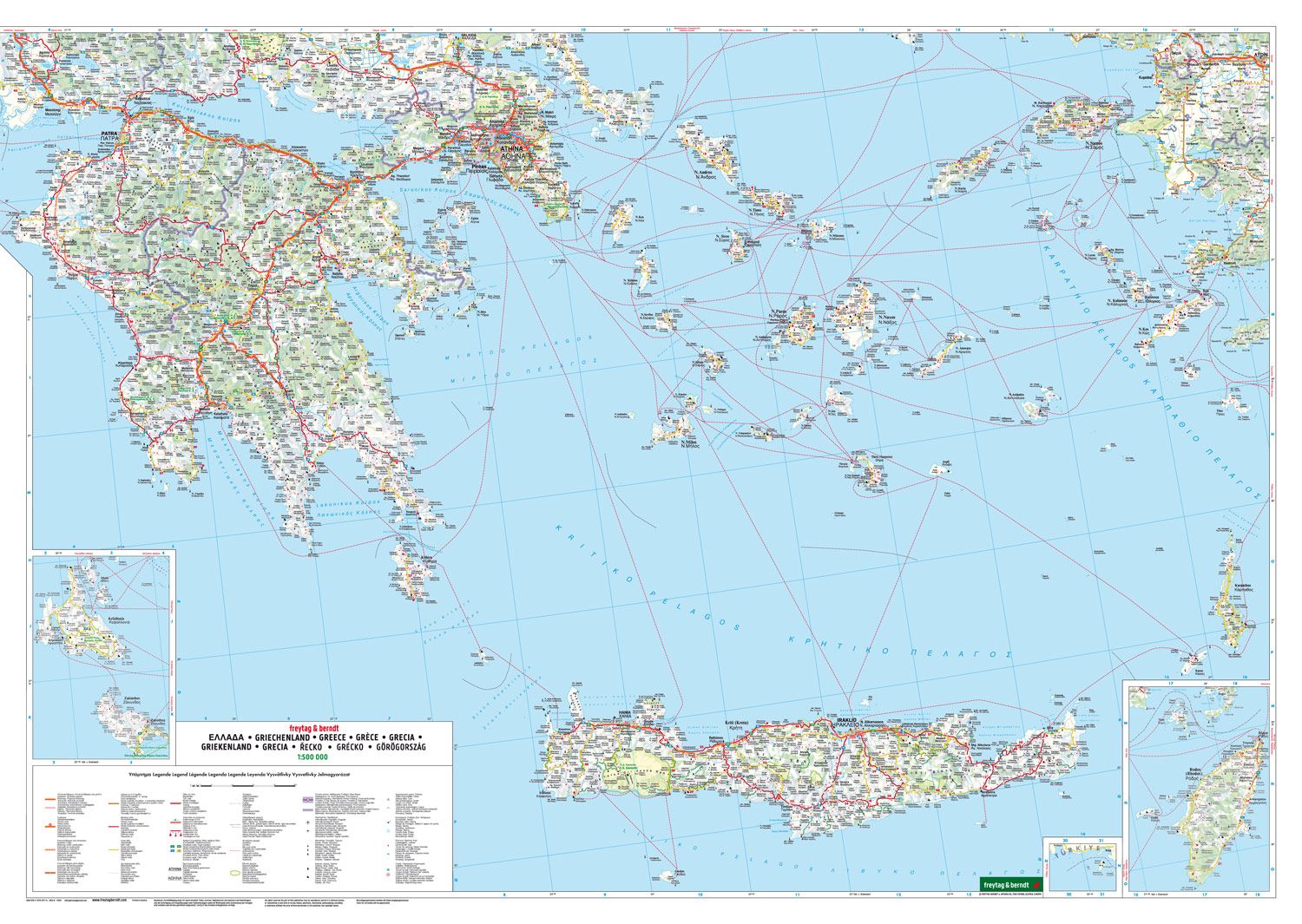 Griechenland-Straßenkarte-1:500.000 - Fretag&Berndt
