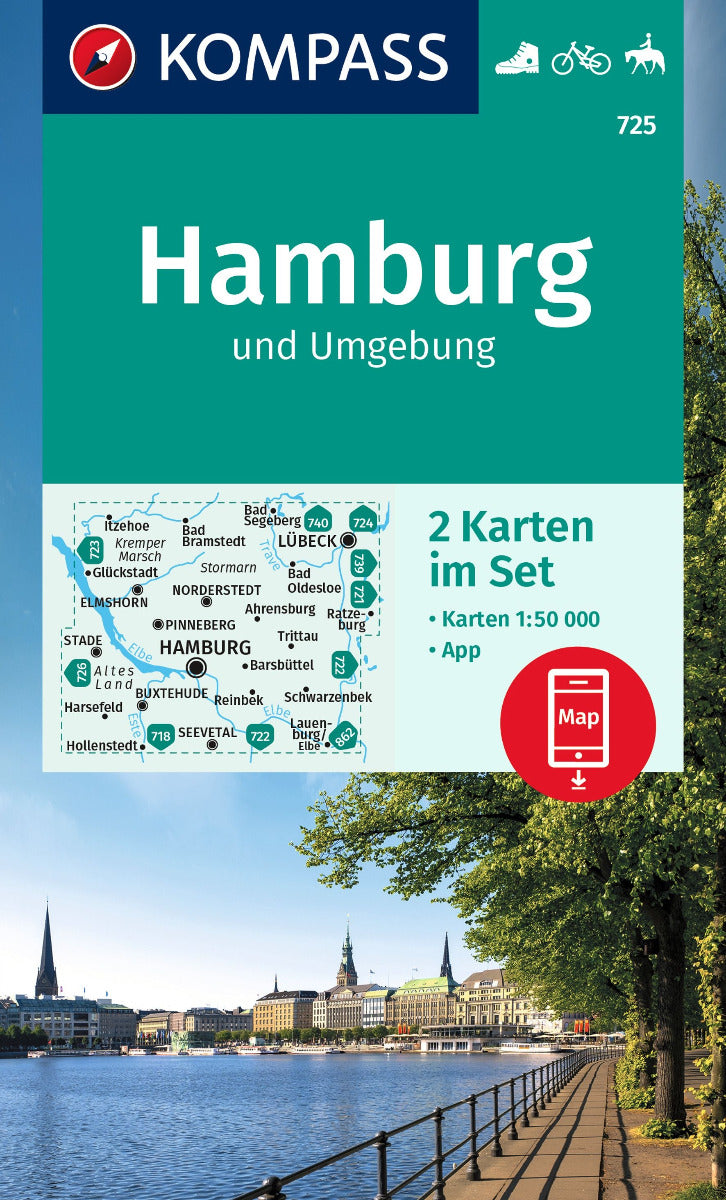 725 Hamburg und Umgebung 1:50.000 - Kompass Wanderkartenset