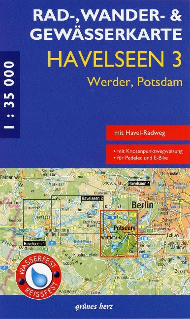 Rad-, Wander- und Gewässerkarte Havelseen 3: Werder, Potsdam - 1:35.000