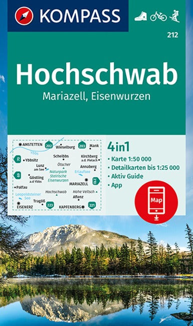 212 Hochschwab, Mariazell, Eisenwurzen 1:50.000 - Kompass Wanderkarte