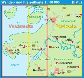 2 Husum - Heide 1 : 50 000 - Wander- und Freizeitkarte Schleswig-Holstein