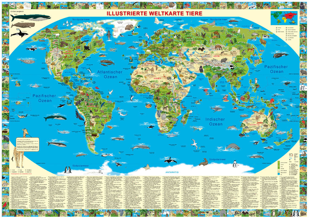 Illustrierte Weltkarte für Kinder