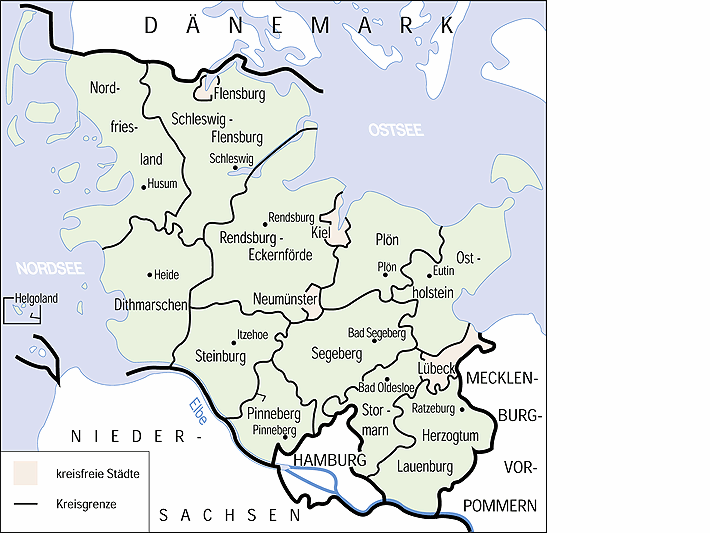 Nordfriesland Kreiskarte - 1:100 000