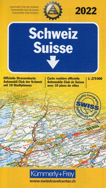 Schweiz Straßenkarte 2022 - 1:275.000