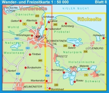 8 Kiel - Plön 1:50 000 - Wander- und Freizeitkarte Schleswig-Holstein