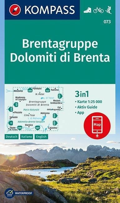 073 Brentagruppe, Dolomiti di Brenta  1:25 000 - Kompass Wanderkarte