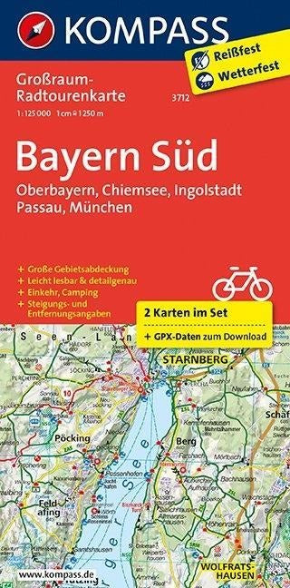 3712 Bayern Süd 1:125.000 - Kompass Radtourenkarte