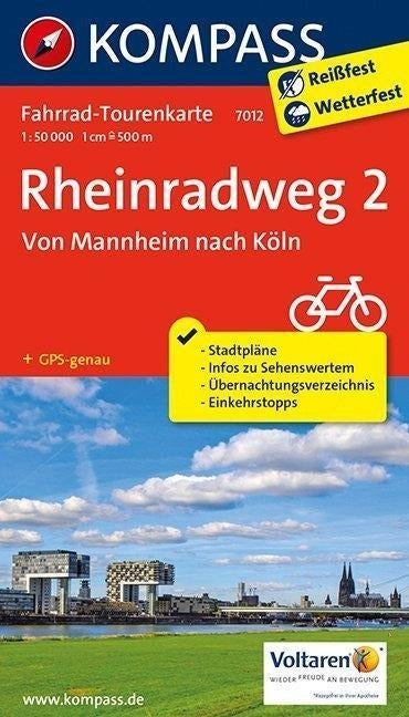 7012 Rheinradweg 2, Von Mannheim nach Köln 1:50.000 - Kompass Fahrrad-Tourenkarte