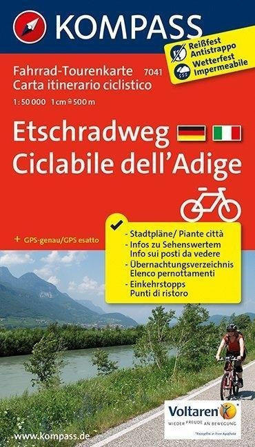 7041 Etschradweg - Ciclabile dell'Adige 1:50.000 : Kompass Fahrrad-Tourenkarte