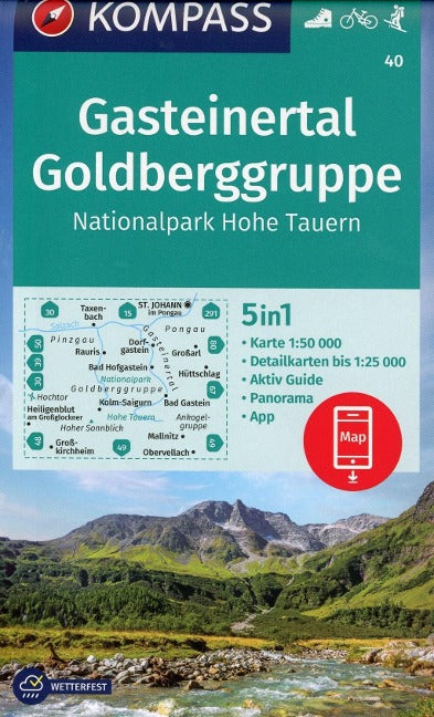 40 Gasteinertal, Goldberggruppe, Nationalpark Hohe Tauern  - Kompass Wanderkarte