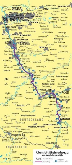 7012 Rheinradweg 2, Von Mannheim nach Köln 1:50.000 - Kompass Fahrrad-Tourenkarte