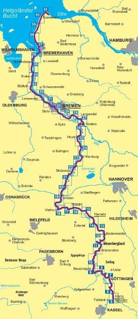 7006 Weserradweg 1:50.000  - Kompass Fahrrad-Tourenkarte